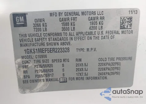 2014 GMC Yukon Xl 1500 Denali from USA, damaged, VIN 1GKS1MEF5ER223328